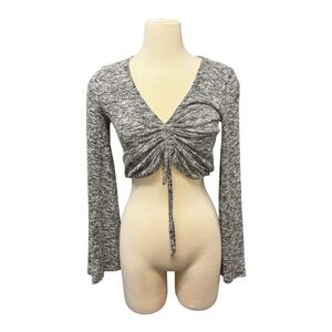 Gray Ruched Long Sleeve Top